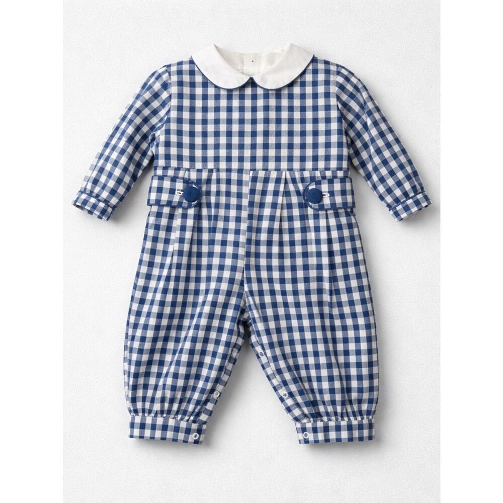 The Socking Bug blue gingham Peter Pan collar jumper size 6 m